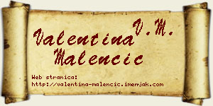 Valentina Malenčić vizit kartica